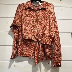 Red and Cream Animal Print Blouse